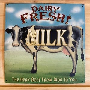 Vintage Style Cow Dairy Fresh Milk‎ Metal Sign